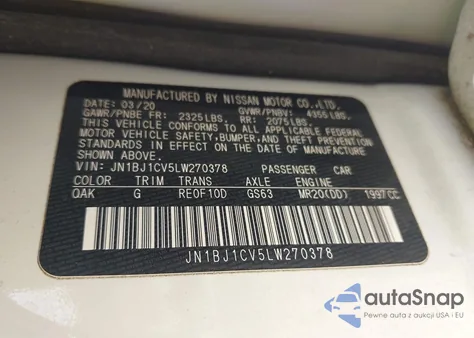 2020 Nissan Rogue Sport S Fwd Xtronic Cvt z USA, uszkodzony, nr VIN JN1BJ1CV5LW270378